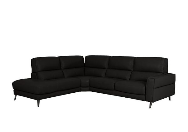 Axel BV Leather Left Hand Facing Chaise End Sofa  Classic Black | Bed Sava