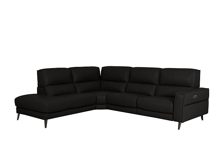 Axel BV Leather Left Hand Facing Chaise End Power Recliner Sofa - Classic Black