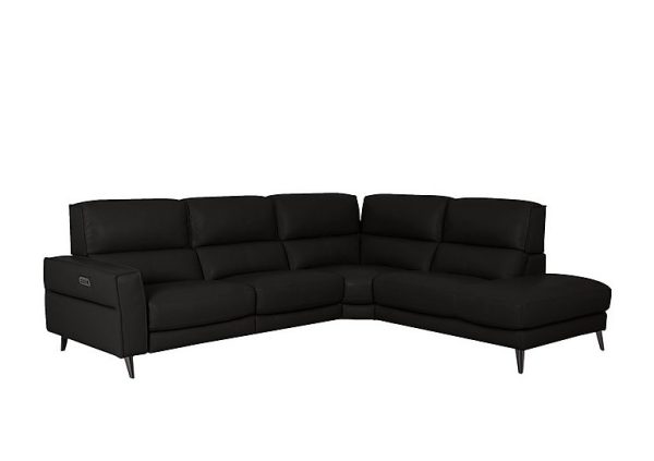 Axel BV Leather Right Hand Facing Chaise End Power Recliner Sofa  Classic Black | Bed Sava