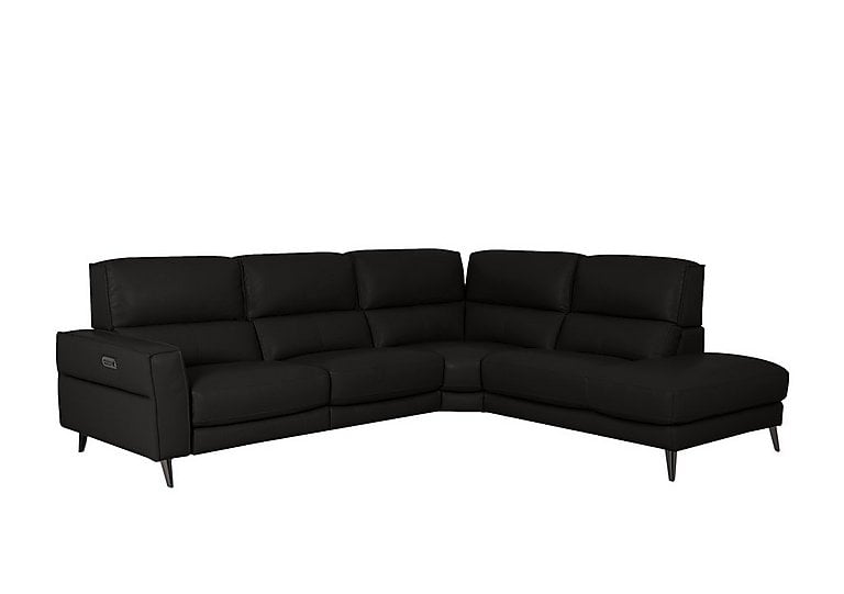 Axel BV Leather Right Hand Facing Chaise End Power Recliner Sofa - Classic Black