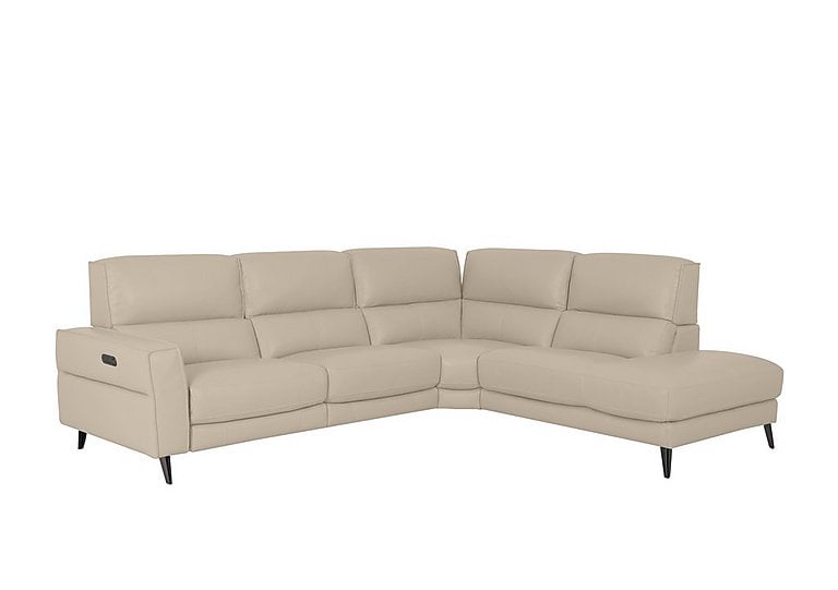 Axel BV Leather Right Hand Facing Chaise End Power Recliner Sofa - Dapple Grey