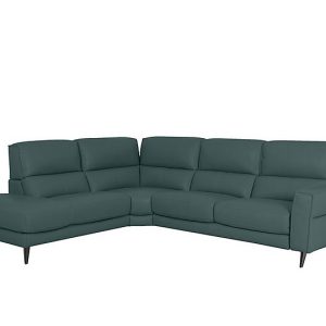 Axel BV Leather Left Hand Facing Chaise End Sofa  BV Lake Green | Bed Sava