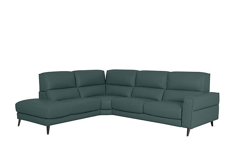 Axel BV Leather Left Hand Facing Chaise End Sofa - BV Lake Green
