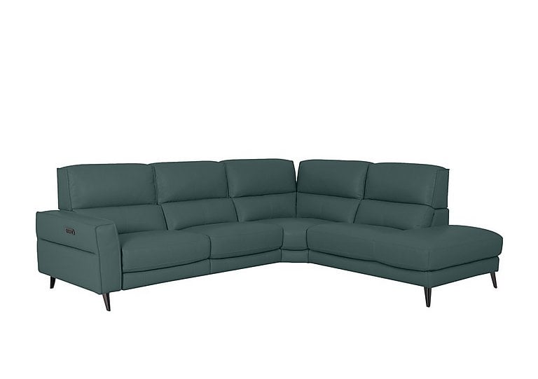 Axel BV Leather Right Hand Facing Chaise End Power Recliner Sofa - BV Lake Green