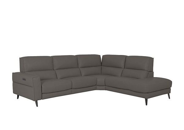 Axel BV Leather Right Hand Facing Chaise End Power Recliner Sofa  BV Elephant | Bed Sava