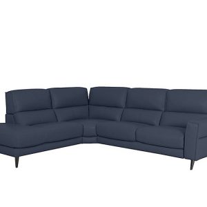 Axel BV Leather Left Hand Facing Chaise End Sofa  BV Ocean Blue | Bed Sava