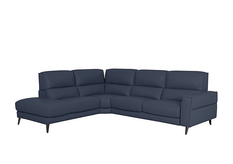 Axel BV Leather Left Hand Facing Chaise End Sofa - BV Ocean Blue