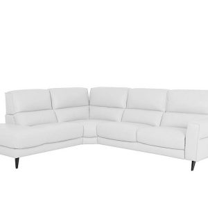 Axel BV Leather Left Hand Facing Chaise End Sofa  BV Star White | Bed Sava