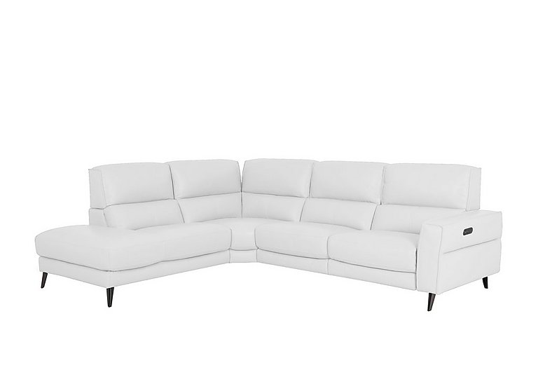 Axel BV Leather Left Hand Facing Chaise End Power Recliner Sofa - BV Star White