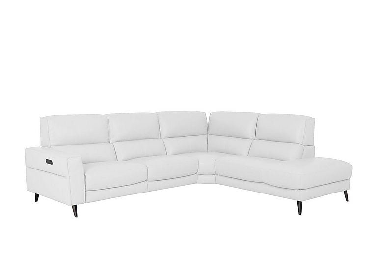 Axel BV Leather Right Hand Facing Chaise End Power Recliner Sofa - BV Star White