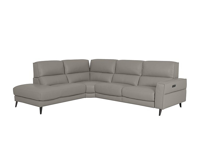 Axel BV Leather Left Hand Facing Chaise End Power Recliner Sofa - Silver Grey