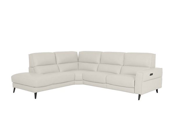 Axel BV Leather Left Hand Facing Chaise End Power Recliner Sofa  Frost | Bed Sava