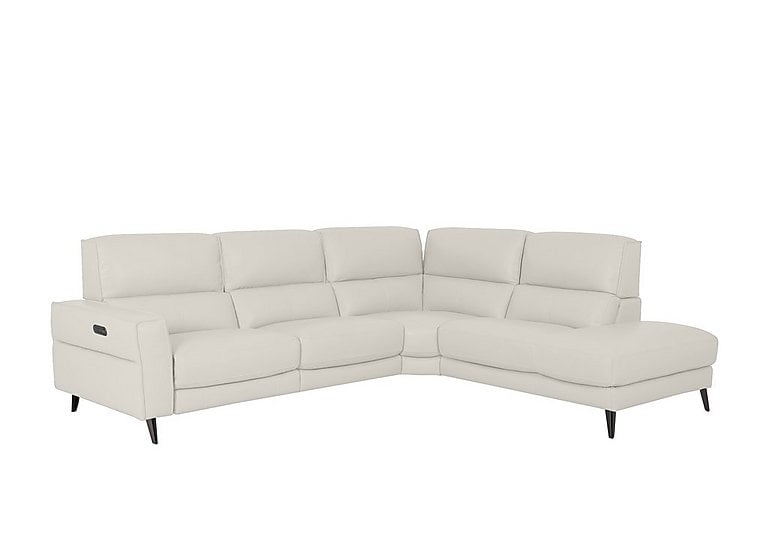 Axel BV Leather Right Hand Facing Chaise End Power Recliner Sofa - Frost