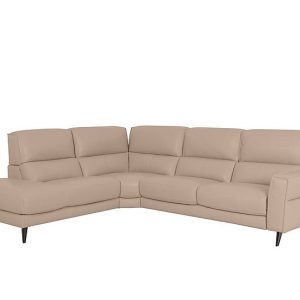Axel BV Leather Left Hand Facing Chaise End Sofa  BV Pebble | Bed Sava