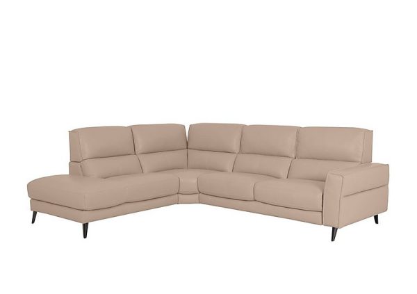 Axel BV Leather Left Hand Facing Chaise End Sofa  BV Pebble | Bed Sava