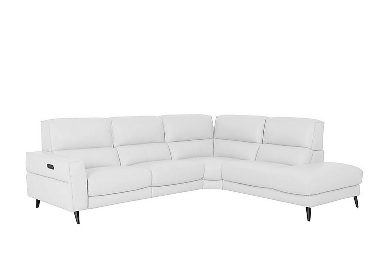 Axel HW Leather Right Hand Facing Chaise End Power Recliner Sofa - Star White