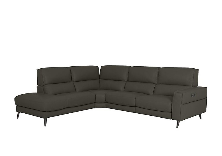 Axel HW Leather Left Hand Facing Chaise End Power Recliner Sofa - Charcoal Grey