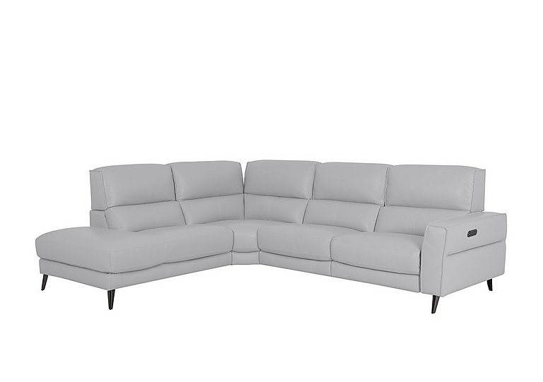 Axel NC Leather Left Hand Facing Chaise End Power Recliner Sofa  Grey | Bed Sava