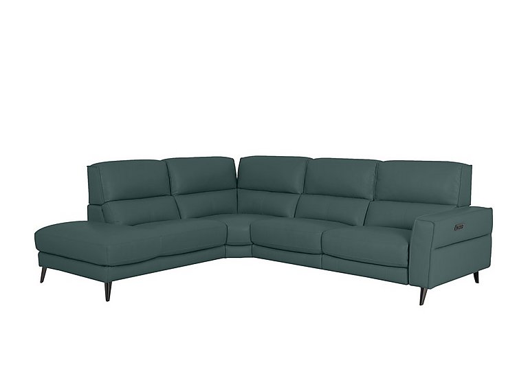 Axel NC Leather Left Hand Facing Chaise End Power Recliner Sofa  NC Lake Green | Bed Sava