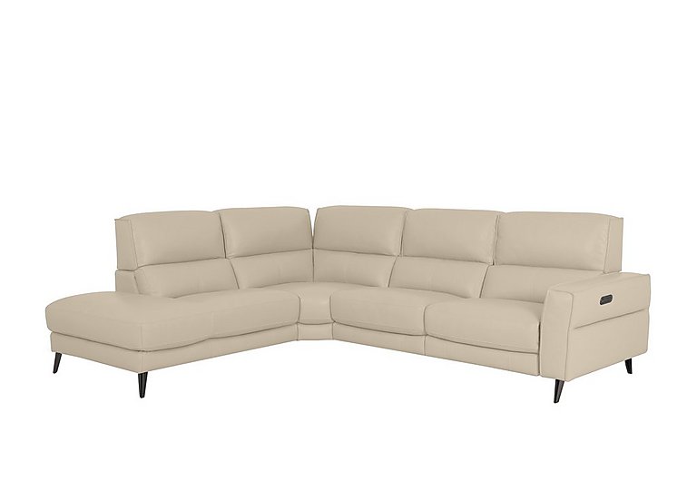 Axel NC Leather Left Hand Facing Chaise End Power Recliner Sofa  NC Bisque | Bed Sava