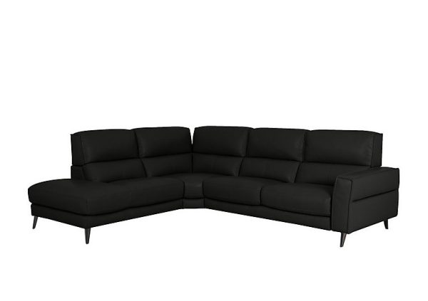 Axel NC Leather Left Hand Facing Chaise End Sofa  Black | Bed Sava