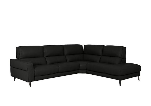 Axel NC Leather Right Hand Facing Chaise End Sofa  Black | Bed Sava