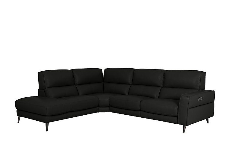 Axel NC Leather Left Hand Facing Chaise End Power Recliner Sofa - Black
