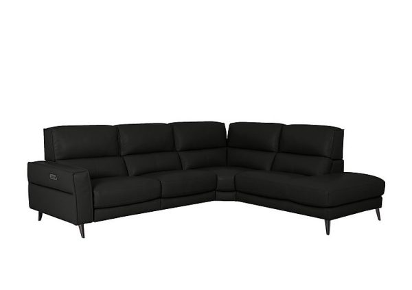 Axel NC Leather Right Hand Facing Chaise End Power Recliner Sofa  Black | Bed Sava