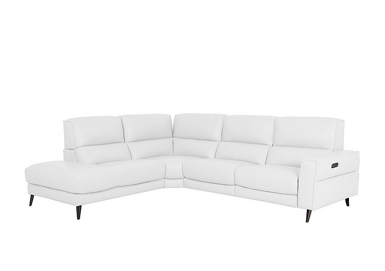 Axel NC Leather Left Hand Facing Chaise End Power Recliner Sofa - NC Star White
