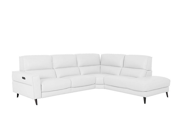 Axel NC Leather Right Hand Facing Chaise End Power Recliner Sofa - NC Star White