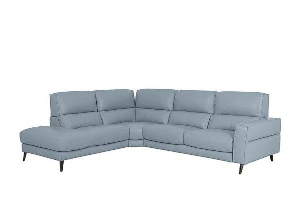 Axel NC Leather Left Hand Facing Chaise End Sofa  Pearl Blue | Bed Sava