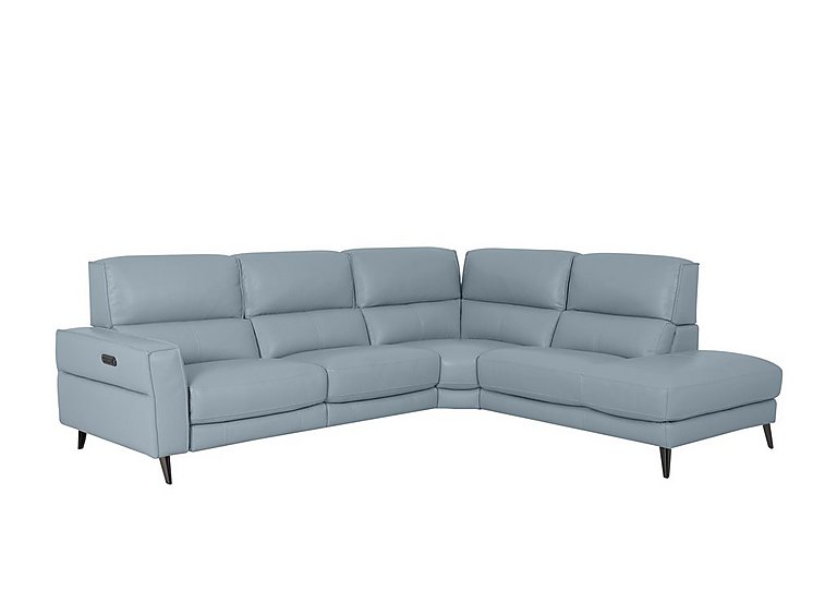 Axel NC Leather Right Hand Facing Chaise End Power Recliner Sofa - Pearl Blue