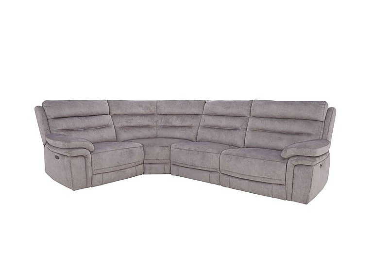 Berlin Modular Fabric Power Recliner Left Hand Facing Corner Sofa - Light Grey