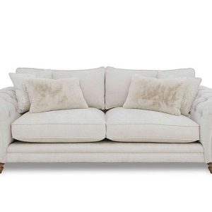 Boutique Collection  Blenheim 4 Seater Classic Back Sofa  Darwin Ivory with Oak Feet | Bed Sava