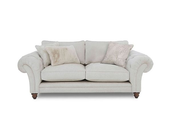 Boutique Collection  Blenheim 3 Seater Classic Back Sofa  Darwin Ivory with Walnut Feet | Bed Sava
