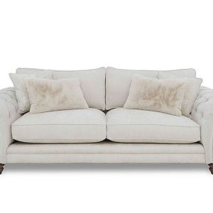 Boutique Collection  Blenheim 4 Seater Classic Back Sofa  Darwin Ivory with Walnut Feet | Bed Sava