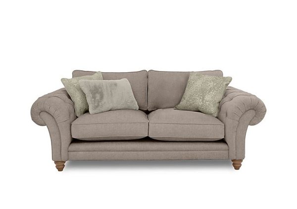 Boutique Collection  Blenheim 3 Seater Classic Back Sofa  Darwin Mink with Oak Feet | Bed Sava