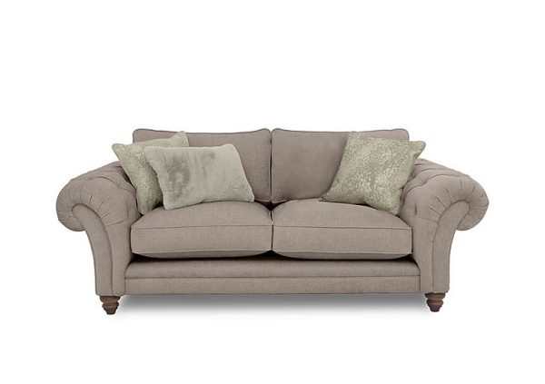 Boutique Collection  Blenheim 3 Seater Classic Back Sofa  Darwin Mink with Walnut Feet | Bed Sava
