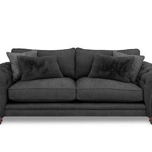 Boutique Collection  Blenheim 4 Seater Classic Back Sofa  Darwin Raven with Walnut Feet | Bed Sava