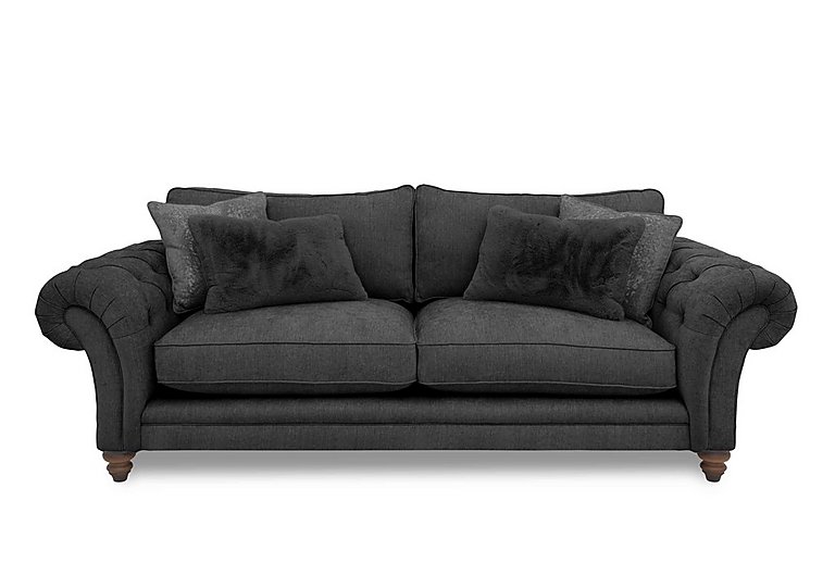 Boutique Collection - Blenheim 4 Seater Classic Back Sofa - Darwin Raven with Walnut Feet
