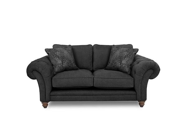 Boutique Collection  Blenheim 2 Seater Classic Back Sofa  Darwin Raven with Walnut Feet | Bed Sava