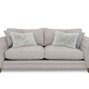 Boutique Collection  Blenheim 4 Seater Classic Back Sofa  Darwin Silver with Oak Feet | Bed Sava