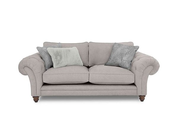Boutique Collection  Blenheim 3 Seater Classic Back Sofa  Darwin Silver with Walnut Feet | Bed Sava