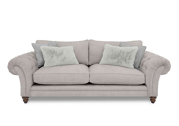Boutique Collection  Blenheim 4 Seater Classic Back Sofa  Darwin Silver with Walnut Feet | Bed Sava