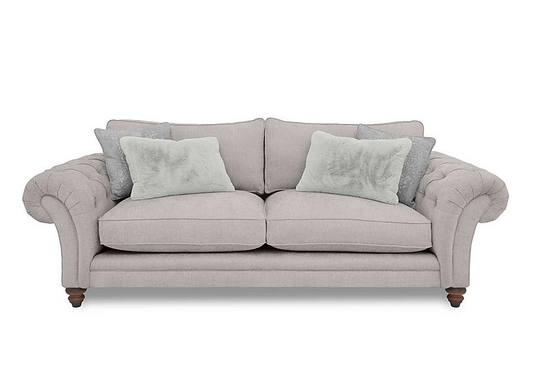 Boutique Collection - Blenheim 4 Seater Classic Back Sofa - Darwin Silver with Walnut Feet
