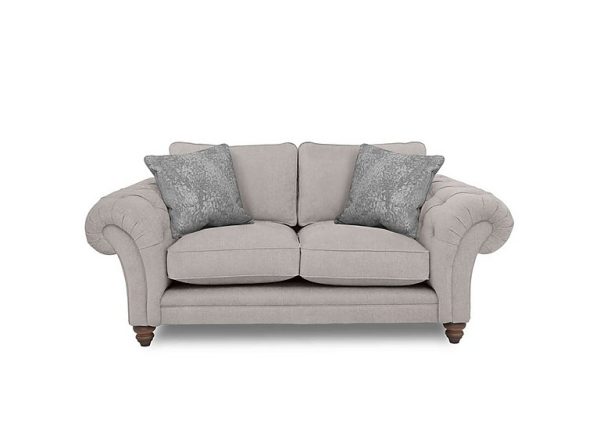 Boutique Collection  Blenheim 2 Seater Classic Back Sofa  Darwin Silver with Walnut Feet | Bed Sava
