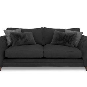 Boutique Collection  Blenheim 4 Seater Classic Back Sofa  Marlborough Raven with Walnut Feet | Bed Sava