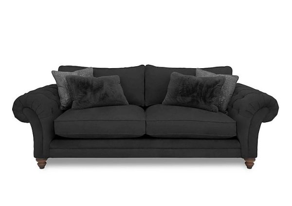 Boutique Collection  Blenheim 4 Seater Classic Back Sofa  Marlborough Raven with Walnut Feet | Bed Sava