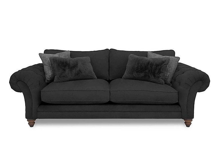 Boutique Collection - Blenheim 4 Seater Classic Back Sofa - Marlborough Raven with Walnut Feet