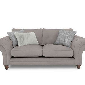 Boutique Collection  Blenheim 3 Seater Classic Back Sofa  Marlborough Silver with Walnut Feet | Bed Sava